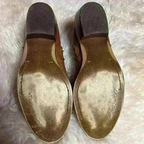 SAM EDELMAN Petty Brown Leather Low Heel Zip Ankle Boots - Picture 6 of 9